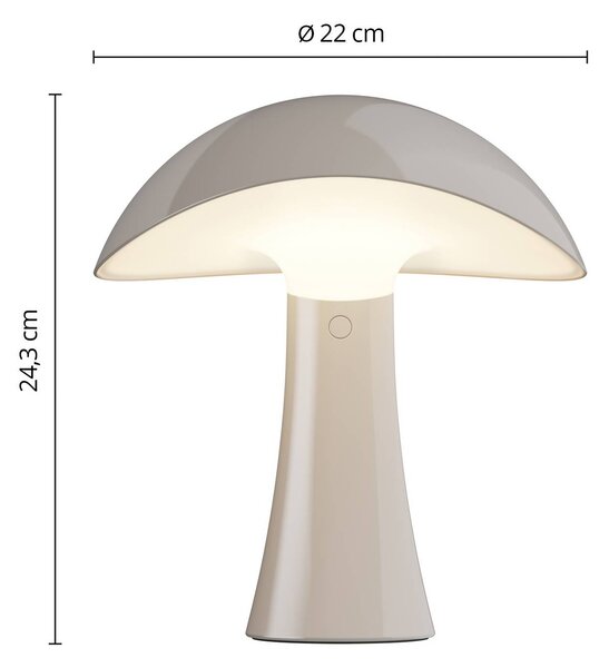 Louis Poulsen Lampada da tavolo a batteria LED Rumee 220, grigio, IP44 dimmerabile, Alluminio / Grigio / Zincato, Soggiorno / Sala da pranzo, Plastica, Scandinavo