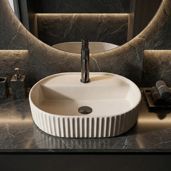 Lavabo da appoggio Rea Marcela 50 Vanilla