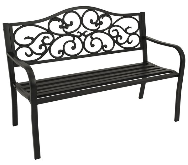 Panchina da giardino DEGAMO MANCHESTER a 2 posti 127 cm Metallo nero, schienale in ghisa