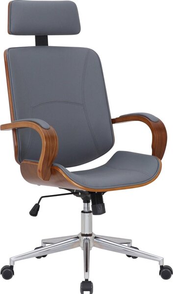 Sedia da ufficio ergonomica - Sedia con seduta - Comfort regolabile, adatta per l'ufficio e la casa | Colore: noce/grigio