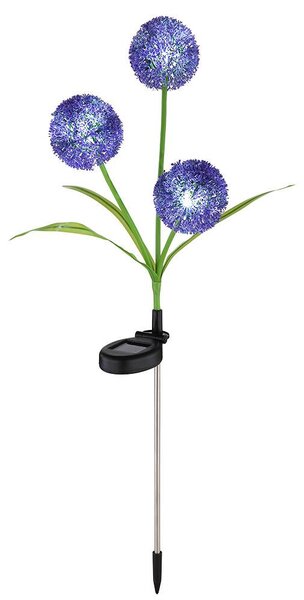 Lampada solare a LED, soffione viola, acciaio inossidabile, H 75 cm