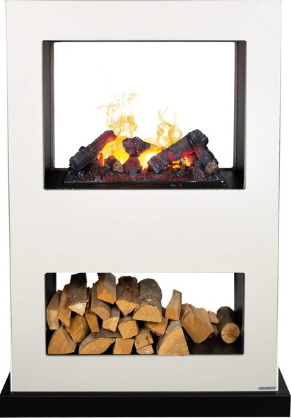 Caminetto a vapore acqueo Xaralyn - Lasize BW - legno bianco - con telecomando - caminetto elettrico Opti-Myst - camino trasparente - divisorio per ambienti