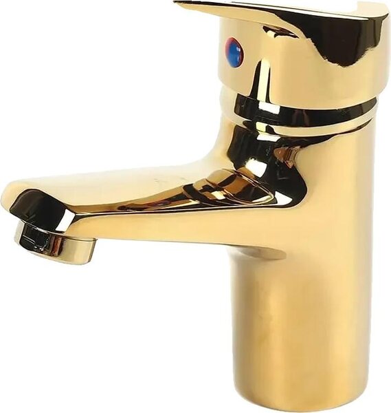 Miscelatore per lavabo, struttura in ottone resistente, design a risparmio idrico, materiale: ottone, finitura: oro