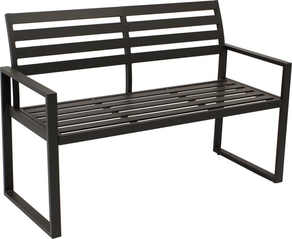 DEGAMO panchina da giardino panca da parco in alluminio ATLANTA 2 posti 123cm, alluminio nero, resistente alle intemperie