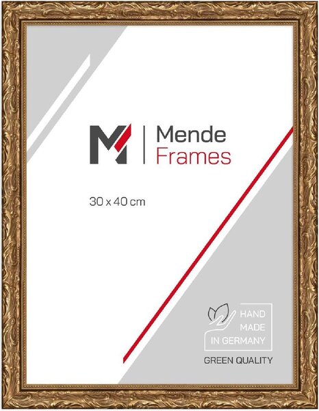 Cornice per foto in stile barocco H530, dorata, 30x40 cm, con vetro antiriflesso