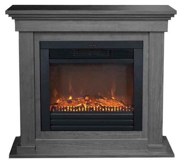 Camino elettrico - Potenza di riscaldamento: 1400 Watt - Larghezza: 98 cm - Finitura effetto legno nero - Per creare atmosfera e riscaldare