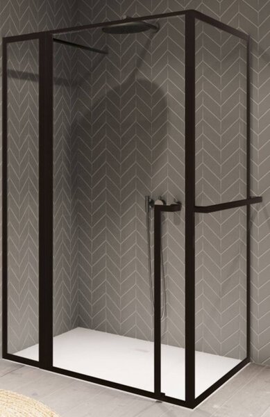 Porta doccia con parete laterale Riho Lucid GD203 XL 120x100x200 cm colore telaio nero GD212B100
