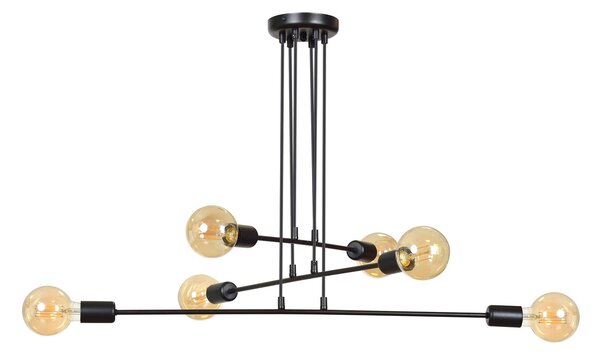Lampadario a Sospensione in Acciaio 6xE27 MULTIPO 6 - Nero