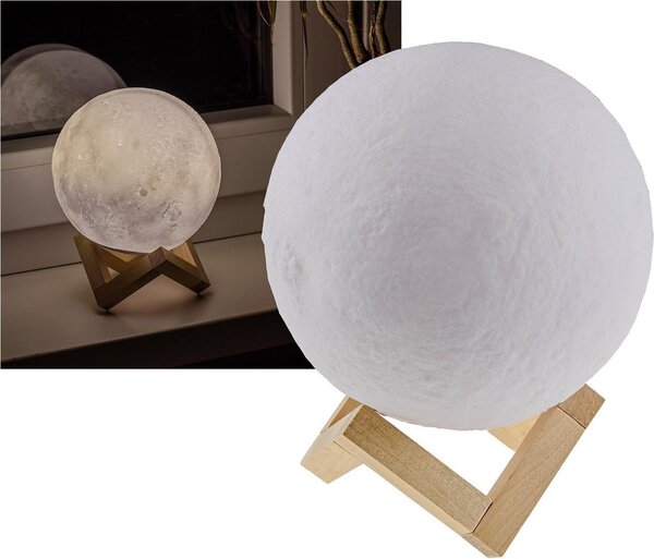 Luce decorativa "Luna 3D" 15 cm Ø batteria Li integrata