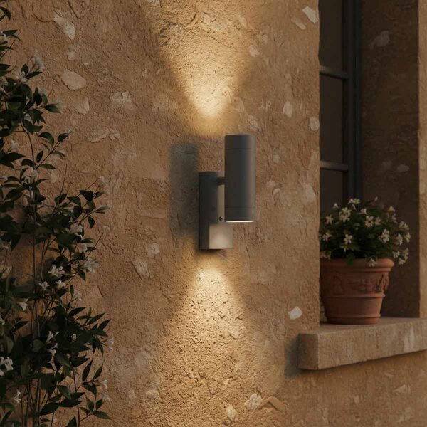 Applique Bidirezione GU10 con Sensore Crepuscolare IP65 - Grigia