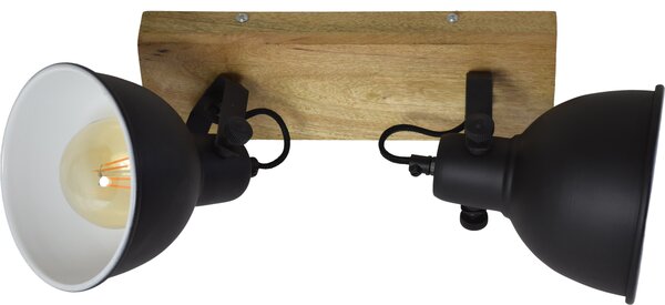 Faretto da soffitto Woody Double Vintage nero