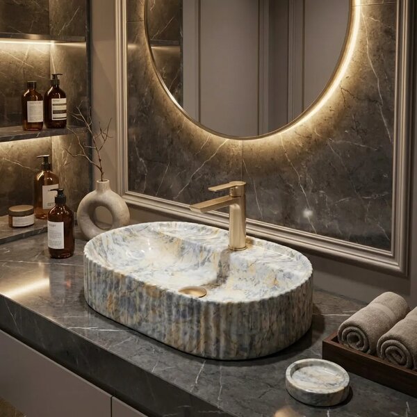 Lavabo da appoggio Rea Marcela 60 Ruststone