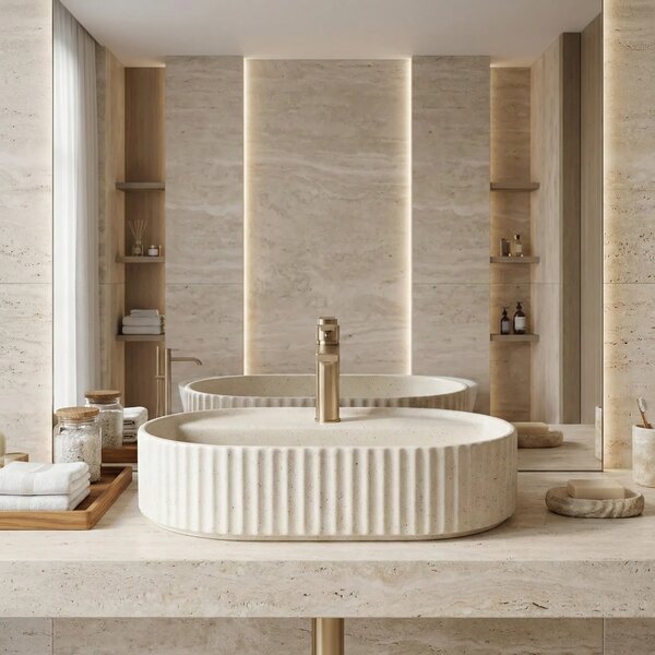 Lavabo da appoggio Rea Marcela 60 Vanilla