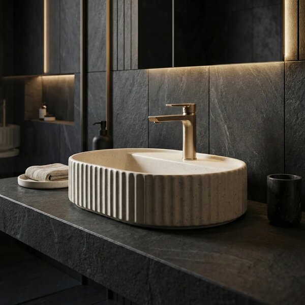 Lavabo da appoggio Rea Marcela 60 Vanilla