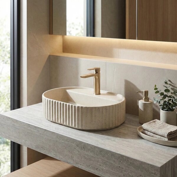 Lavabo da appoggio Rea Marcela 60 Vanilla