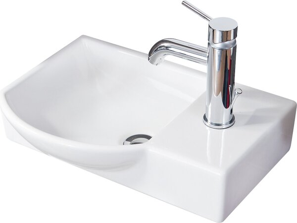 FACKELMANN Lavabo sinistro per WC ospiti / Lavabo in Vetroceramica / Dimensioni (L x A x P): circa 45 x 10,5 x 32 cm / Lavabo di alta qualità per il bagno / Colore: bianco / Larghezza: 45 cm