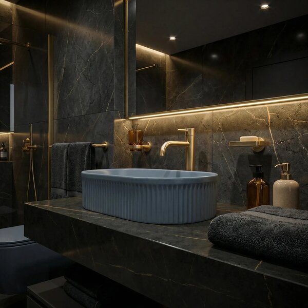 Lavabo da appoggio Rea Vanda Blueberry Matt