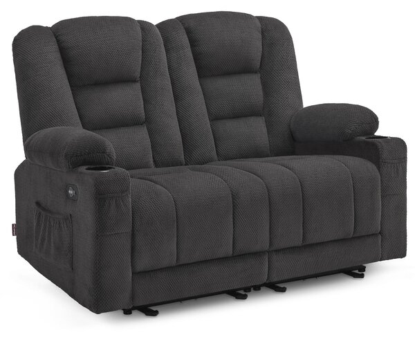 M MCombo divano elettrico a 2 posti con funzione sleep, divano a 2 posti reclinabile con pulsante regolabile a 150°, poltrona cinema con funzione reclinabile, USB e portabicchieri