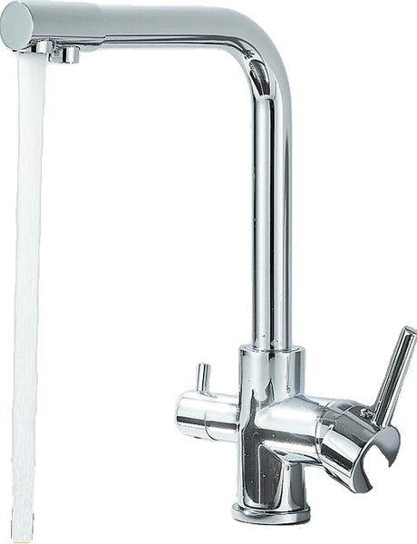 Rubinetto da cucina, superficie cromata, alimentazione acqua calda e fredda, cromo