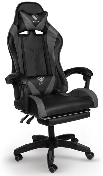 Poltrona direzionale, sedia da ufficio, sedia da gaming, sedia da ufficio sportiva, colore: nero/grigio