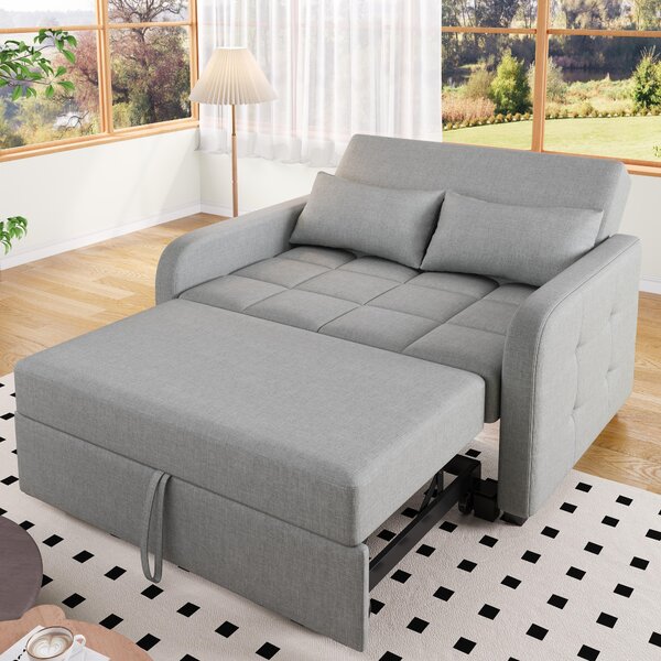 Divano letto a due posti, dimensioni 127x75x94 cm, divano trasformabile in letto con funzione notte, schienale regolabile, superficie di riposo 180x110 cm, ideale per piccoli appartamenti