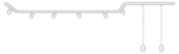 Sistema a binario Briloner Rail, set completo, 6 faretti GU10, 2 pendenti GU10, orientabili, 3 connettori angolari, bianco, 5,25 m