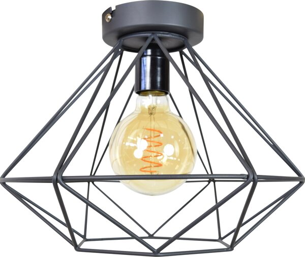 Lampada da soffitto Wire Large Ø33x20, stile vintage, nera