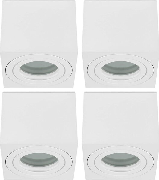 Sweet LED 4x faretti da incasso per bagno, angolari, piatti, in alluminio bianco, plafoniera, faretti da incasso