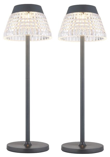 Lampada da tavolo LED, con dimmer touch, colore antracite, alimentazione a batteria, altezza 38 cm
