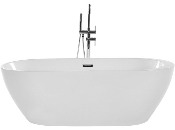 BELIANI Vasca da bagno bianca con sanitari in acrilico argento freestanding 170 x 80 cm bagno moderno