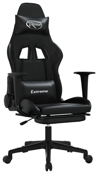 Sedia da gaming vidaXL con funzione massaggio e poggiapiedi, in Pelle finta nera