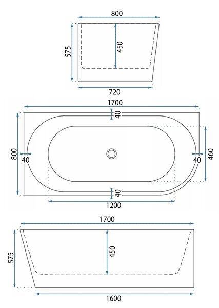 Vasca bagno WENUS SINISTRA 170cm