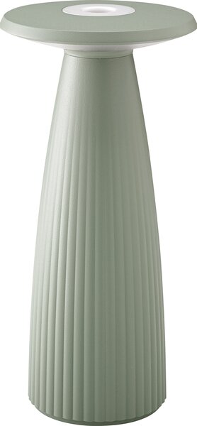 SIGOR Lampada da tavolo ricaricabile a LED + vaso "Nuflair" 2,2W 820 (bianco caldo) + 827 (tono caldo-extra) verde salvia dimmerabile
