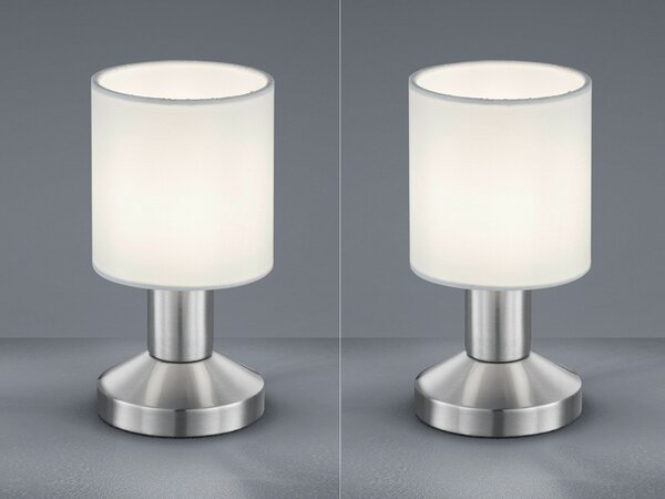 Set di lampade da tavolo con paralume in tessuto bianco, lampada da tavolo lampada da comodino touch
