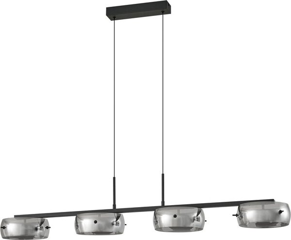 Lucande LED a sospensione Martis, nero, 4 luci, dimmerabile
