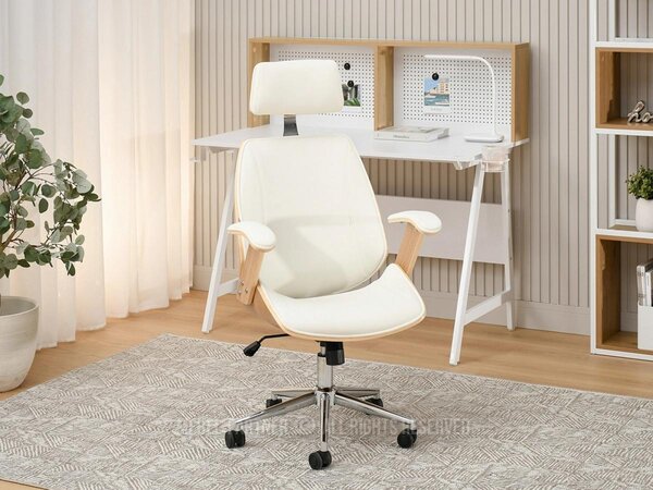 Sedia da ufficio EVALISA - rovere / crema / cromo