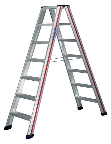 Scaletta Hymer, accesso bilaterale, 2x5 gradini, altezza di abbassamento 1,15 m, altezza di sbraccio 2,67 m, peso 6,9 kg