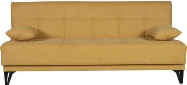 Divano letto 3 posti - LIMRA - Tessuto giallo senape - 2 cuscini - 190 x 87 x 87 cm