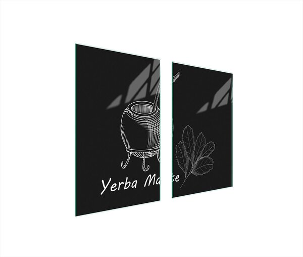 Piastre copri fornelli 2 pezzi 75x52 Copri piano cottura in Vetroceramica tagliere in vetro Yerba Black