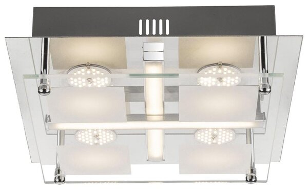 Lampada da soffitto a LED, cromo, vetro, L 24 cm