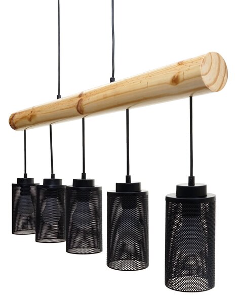 Lampada a sospensione H82 industrial, tubo 5 74215 - metallo / legno - Nero