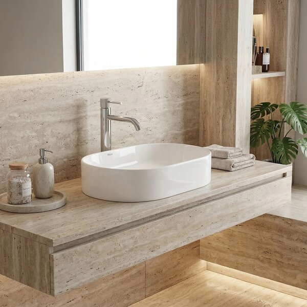 Lavabo da appoggio in ceramica Rea Nadia 46