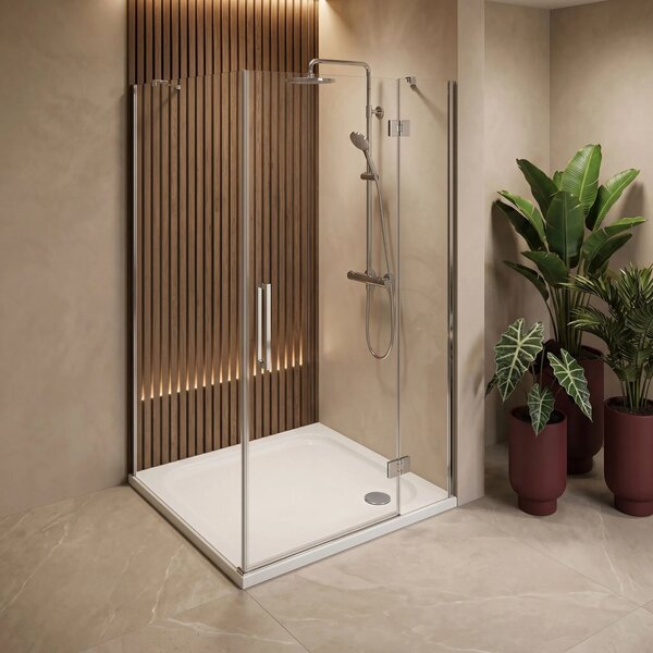 Piatto doccia acrilico Rea Belmond White 80x80 Chrome