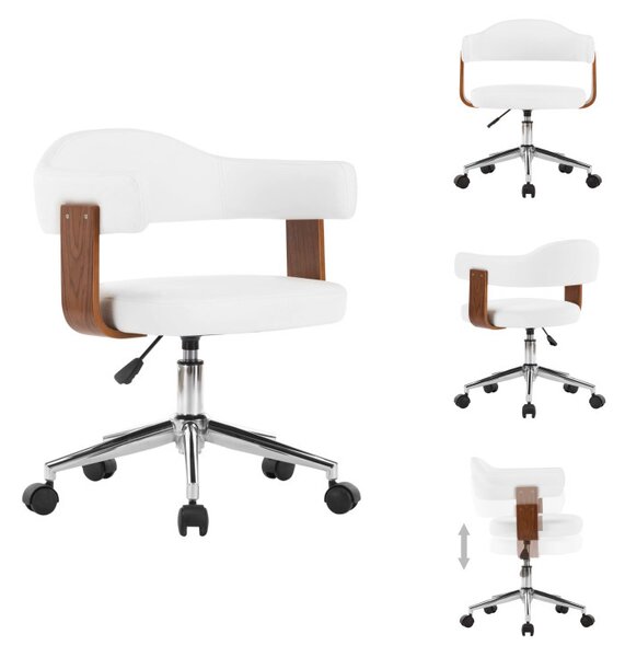 VidaXL Sedia da ufficio girevole in legno curvato bianco e Pelle finta - Sedie da ufficio