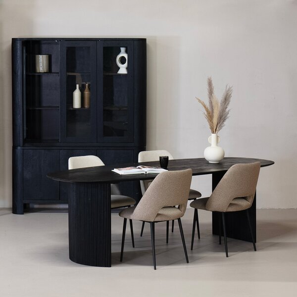 Tavolo da pranzo ovale - Nero - Legno di mango - 200 cm - Tavolo da pranzo Feline - Giga Meubel
