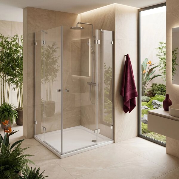 Piatto doccia acrilico Rea Belmond White 80x80 Chrome