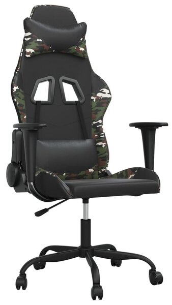 VidaXL Sedia da gioco in Pelle finta nera e mimetica colorata