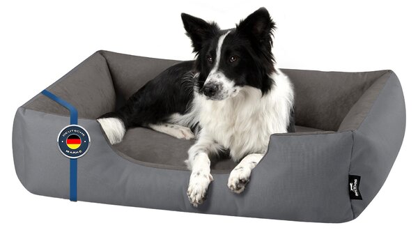 BedDog letto per cani ZARA cuscino per cani con rivestimento lavabile cestino per cani divano per cani, STEEL-GREY (grigio),(XL) circa 100x85x23cm