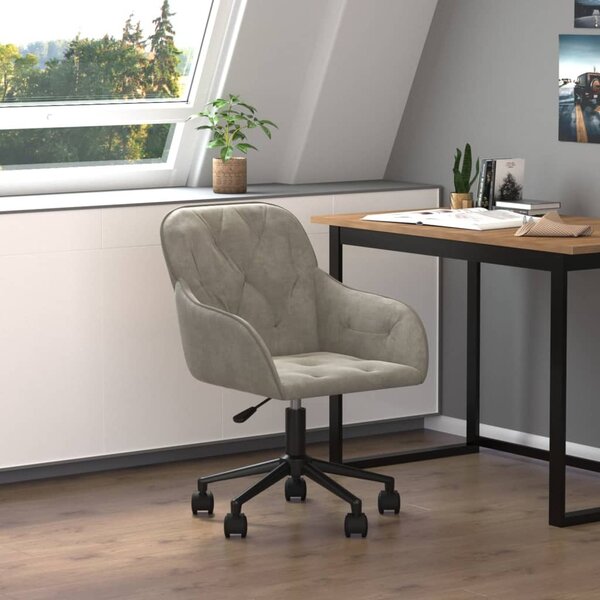 The Living Store sedia da ufficio girevole in velluto grigio chiaro