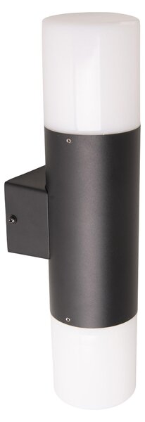 Lampada da parete, grado di protezione IP44, nera, a due luci, altezza 32 cm